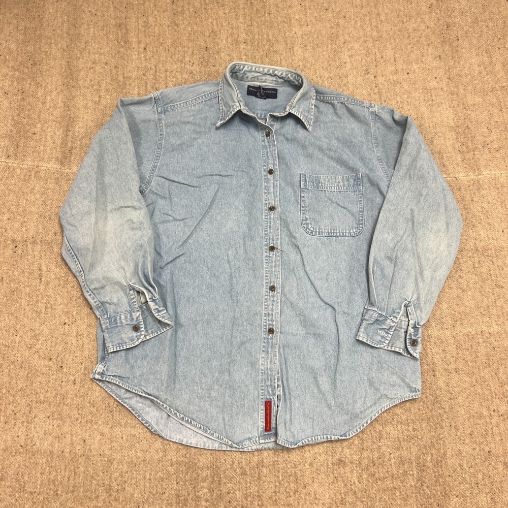 Vintage Abercrombie & Fitch Denim Button‎ Up Shirt Women's Large Blue Oversized